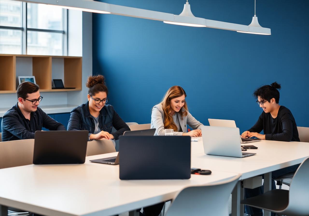 Equipo de emprendedores trabajando
